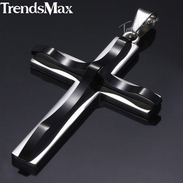 Dropshipping Cross Pendant Necklace For Men Black Gold Silver color Stainless Steel Pendant Necklace Men Hip Hop Jewelry - Vimost Shop