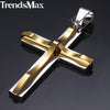 Dropshipping Cross Pendant Necklace For Men Black Gold Silver color Stainless Steel Pendant Necklace Men Hip Hop Jewelry - Vimost Shop