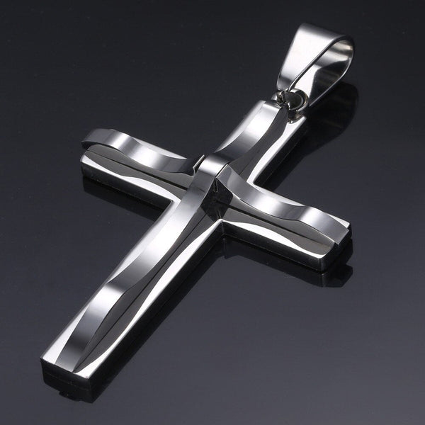 Dropshipping Cross Pendant Necklace For Men Black Gold Silver color Stainless Steel Pendant Necklace Men Hip Hop Jewelry - Vimost Shop