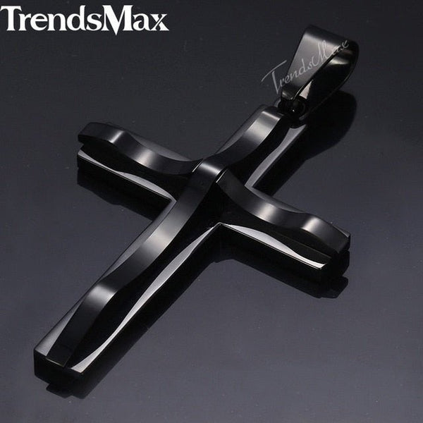 Dropshipping Cross Pendant Necklace For Men Black Gold Silver color Stainless Steel Pendant Necklace Men Hip Hop Jewelry - Vimost Shop