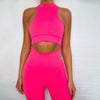 Dry Fit Sportswear Woman Gym Vest Leggings Fitness Suit Female Solid Workout Sets for Women Fluorescent Green Pink - Vimost Shop