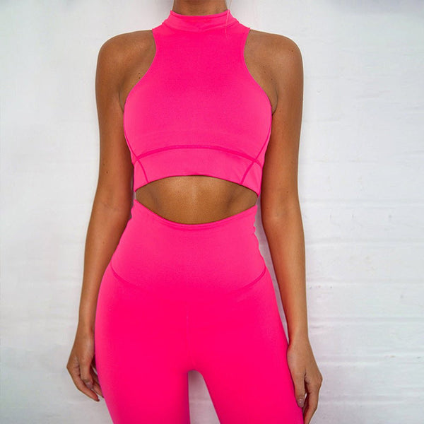 Dry Fit Sportswear Woman Gym Vest Leggings Fitness Suit Female Solid Workout Sets for Women Fluorescent Green Pink - Vimost Shop