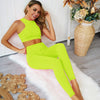 Dry Fit Sportswear Woman Gym Vest Leggings Fitness Suit Female Solid Workout Sets for Women Fluorescent Green Pink - Vimost Shop