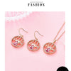 Dubai Gold Jewelry Sets for Women Accessories Tree of Life Charm Earrings Necklace Set with Pink Crystal from Swarovski - Vimost Shop