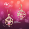 Dubai Gold Jewelry Sets for Women Accessories Tree of Life Charm Earrings Necklace Set with Pink Crystal from Swarovski - Vimost Shop