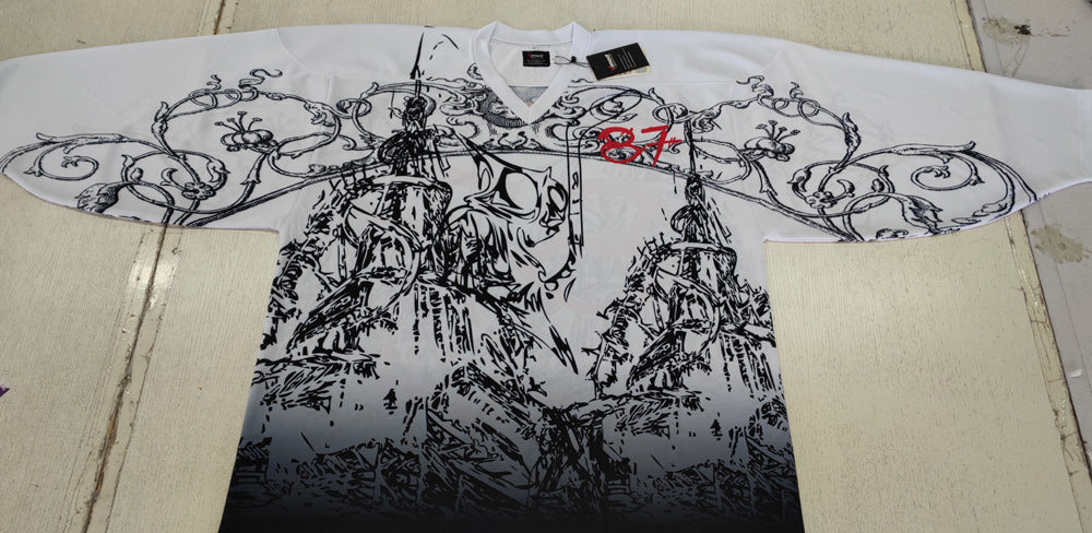 Custom Black Red Warrior Graphic Ice Hockey Jersey