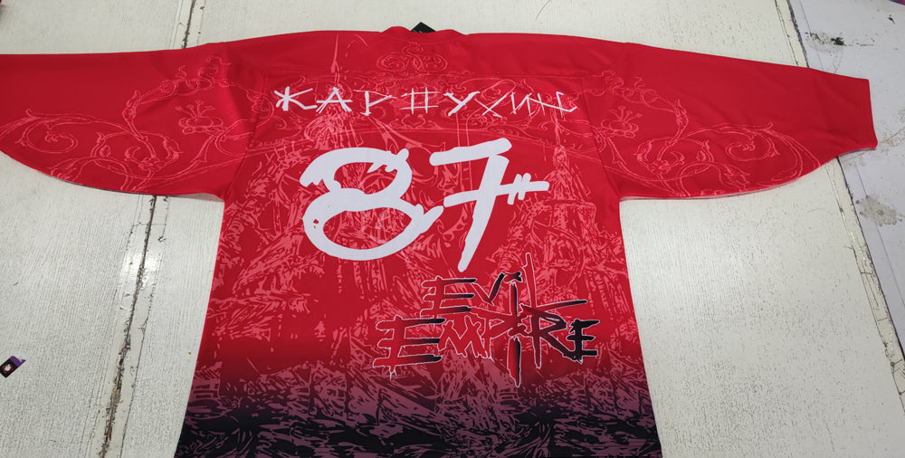 Custom Black Red Warrior Graphic Ice Hockey Jersey