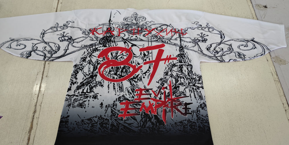 Custom Black Red Warrior Graphic Ice Hockey Jersey