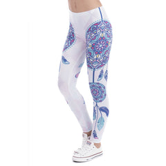 Women Legins Mandala Feathers Printing Sexy Slim Stretch Legging High Waist Leggings Woman Pants