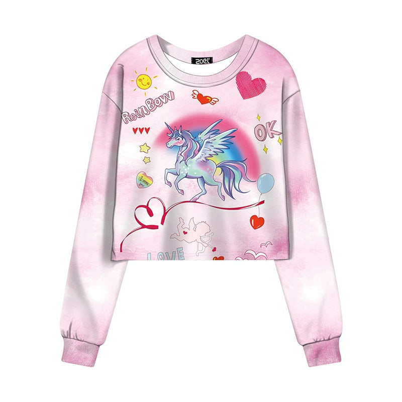 Women Girl Cute Unicorn Printed Sweatshirt Long Sleeve | Vimost Shop.