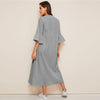 Tassel Tie Neck Embroidered Yoke Boho Striped Dress Women Summer Holiday Drop Waist Flounce Sleeve A Line Long Dresses | Vimost Shop.