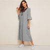 Tassel Tie Neck Embroidered Yoke Boho Striped Dress Women Summer Holiday Drop Waist Flounce Sleeve A Line Long Dresses | Vimost Shop.