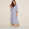 Tassel Tie Neck Embroidered Yoke Boho Striped Dress Women Summer Holiday Drop Waist Flounce Sleeve A Line Long Dresses | Vimost Shop.