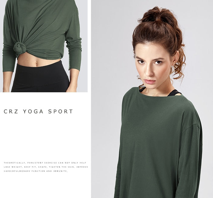 Long Sleeve Workout Shirts for Women Loose Fit-Pima Cotton Yoga Shirts, Casual Fall Tops Shirts