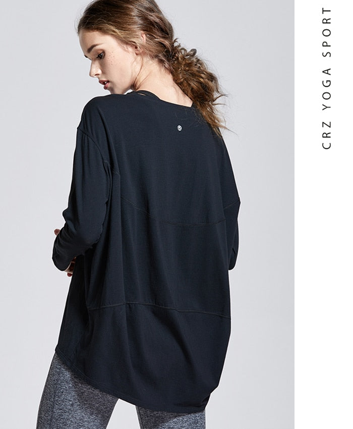 Long Sleeve Workout Shirts for Women Loose Fit-Pima Cotton Yoga Shirts, Casual Fall Tops Shirts