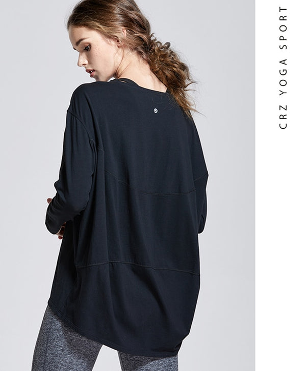 Long Sleeve Workout Shirts for Women Loose Fit-Pima Cotton Yoga Shirts, Casual Fall Tops Shirts