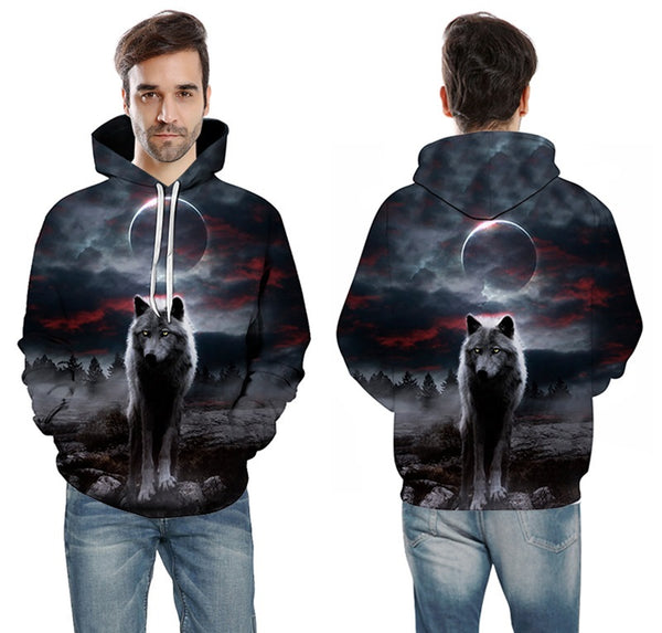 Night Space Galaxy Sweatshirts Men/women Tracksuits Tops Print Galaxy Wolf Hooded Hoodies Thin Autumn Sweatshirts | Vimost Shop.
