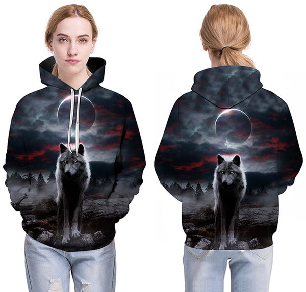 Night Space Galaxy Sweatshirts Men/women Tracksuits Tops Print Galaxy Wolf Hooded Hoodies Thin Autumn Sweatshirts | Vimost Shop.