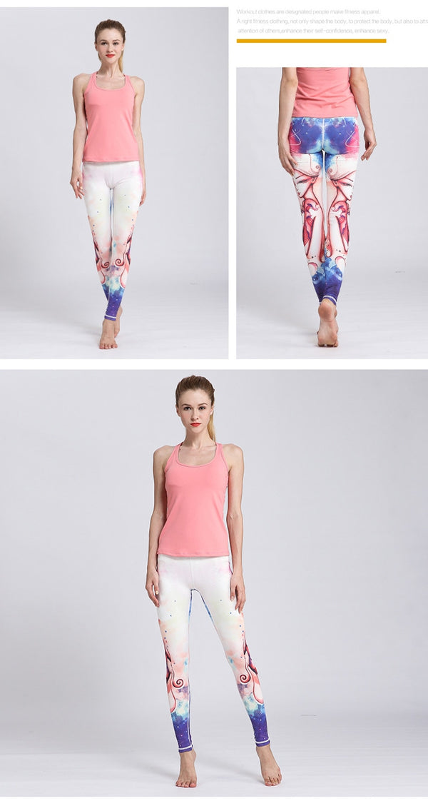 Women Fitness Yoga Pants The Zodiac Print Sport Tights Slim High waist | Vimost Shop.