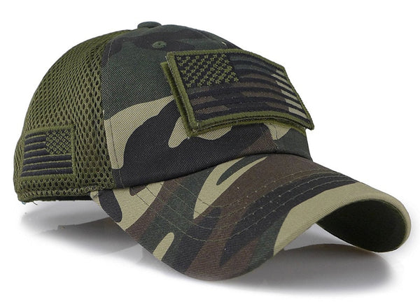 Tactical Camouflage Baseball Caps Men Summer Mesh Military Army Caps Constructed Trucker Cap Hats With USA Flag Patches | Vimost Shop.