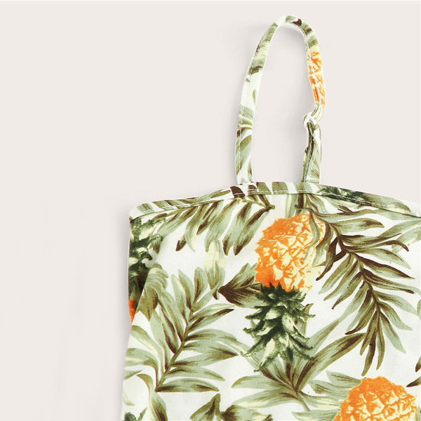 Allover Pineapple Tropical Print Cami Dress Multicolor Sleeveless Sheath Mini Dresses Women Summer Vacation Beach Dress | Vimost Shop.