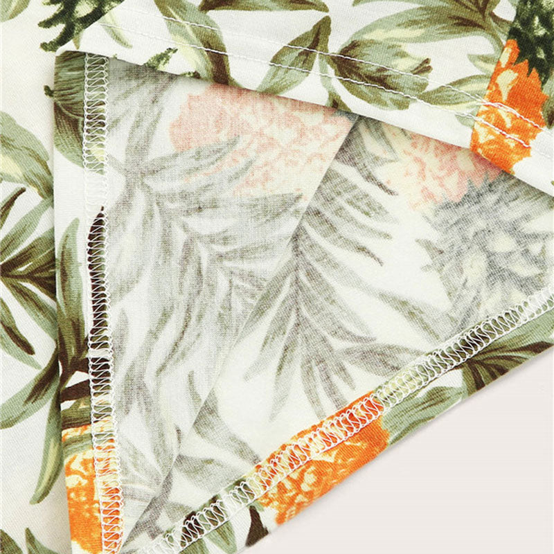 Allover Pineapple Tropical Print Cami Dress Multicolor Sleeveless Sheath Mini Dresses Women Summer Vacation Beach Dress | Vimost Shop.