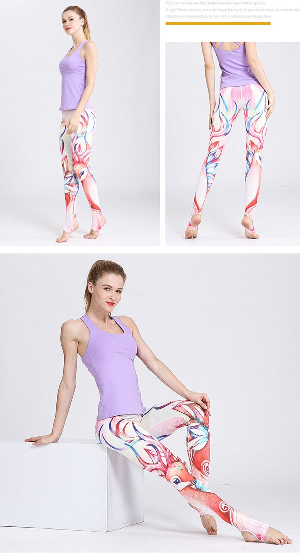 Women Leggings Gym Elastic Prints Long Tights | Vimost Shop.