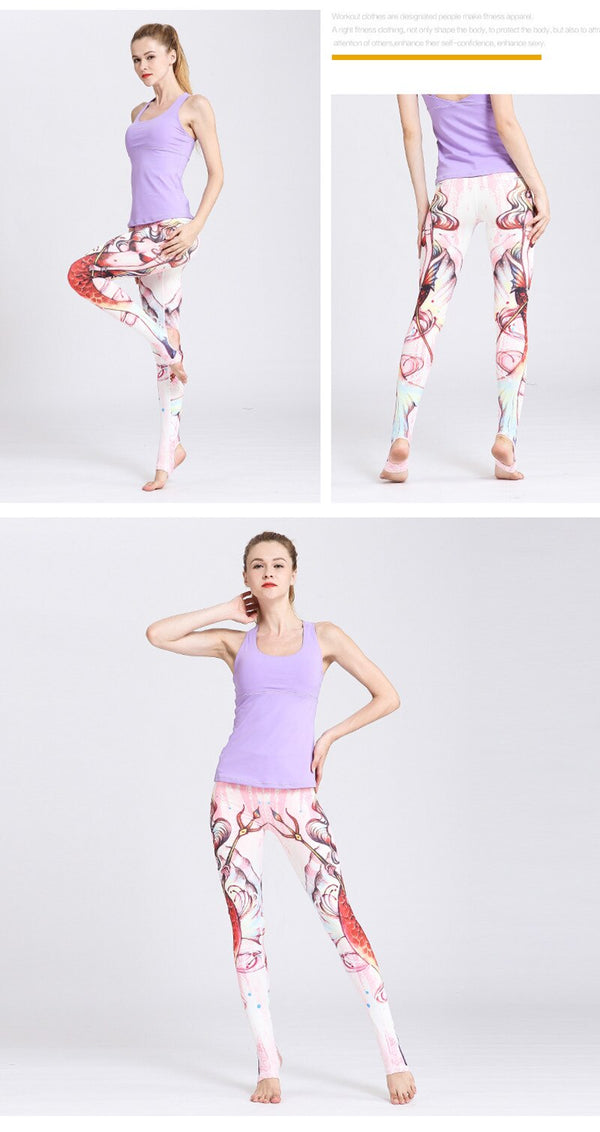 Women Leggings Gym Elastic Prints Long Tights | Vimost Shop.