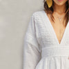 Lady Sexy Guipure Lace Dot Jacquard Knot Backless Deep V Neck Mini Dress Women Spring Boho Fit and Flare Midi Dress | Vimost Shop.