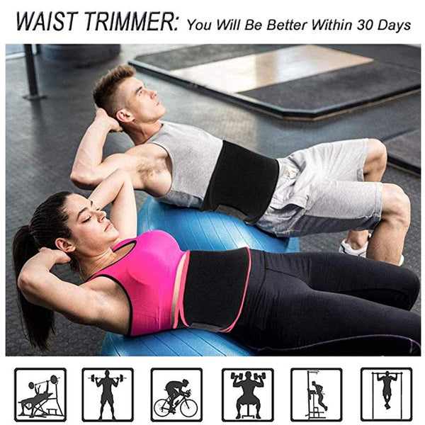 Waist Trimmer Sweat Belt Weight Loss Waist Trainer Slimming Belt for Men and Women Fat Burner Low Back Support Mens Shaper | Vimost Shop.