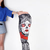 Halloween Sugar Skull Leggings For Women Girl Rose Print Fantastic Workout Party Ankle Pant | Vimost Shop.