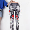 Halloween Sugar Skull Leggings For Women Girl Rose Print Fantastic Workout Party Ankle Pant | Vimost Shop.