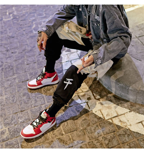 Men Cargo Patchwork Track Pants Fashion High Steet Joggers Sweatpants Streetwear | Vimost Shop.