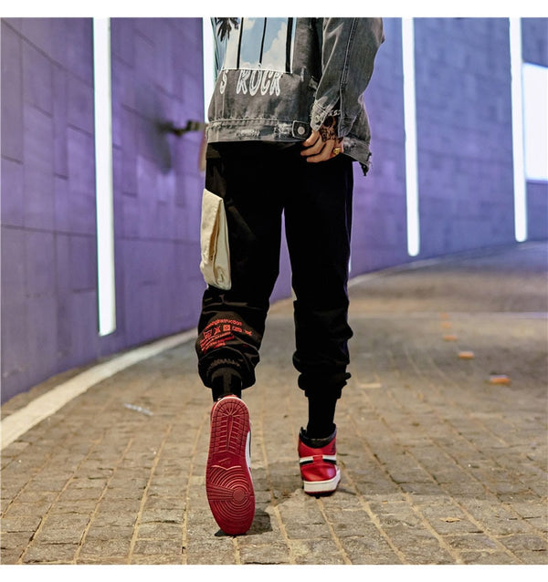 Men Cargo Patchwork Track Pants Fashion High Steet Joggers Sweatpants Streetwear | Vimost Shop.