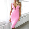 Women Cut Out Bandage Dress Bodycon Sexy Double Deep v Neck Pink Bandage Dress Rayon Evening Party Dress | Vimost Shop.
