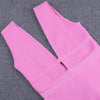 Women Cut Out Bandage Dress Bodycon Sexy Double Deep v Neck Pink Bandage Dress Rayon Evening Party Dress | Vimost Shop.