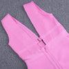 Women Cut Out Bandage Dress Bodycon Sexy Double Deep v Neck Pink Bandage Dress Rayon Evening Party Dress | Vimost Shop.