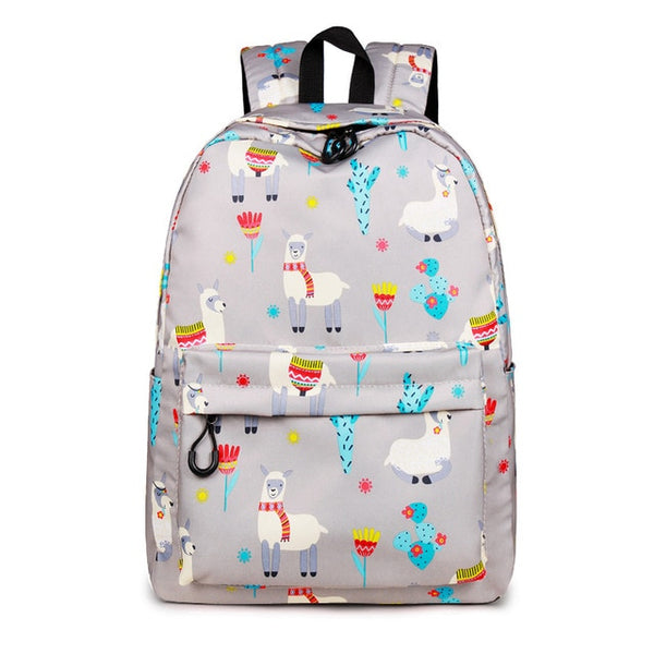 Animal 3D Print Cute Alpaca Flower School Backpack | Vimost Shop.
