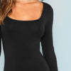 Maxi Square Neck Fitted Maxi Dress Bodycon Long Sleeve Stretchy Plain Dresses Women Autumn Tshirt Slim Elegant Dress | Vimost Shop.