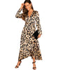 Multicolor Surplice Wrap Satin Leopard Deep V Neck  Half Sleeve Dress Elegant Women Autumn Modern Lady Dresses | Vimost Shop.