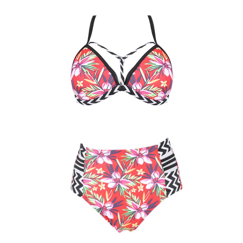 Sexy women swimsuit two-pieces bikini suit Floral Print Push up High Stretch Split Bikini Set High waist Swimwear S-2XL | Vimost Shop.
