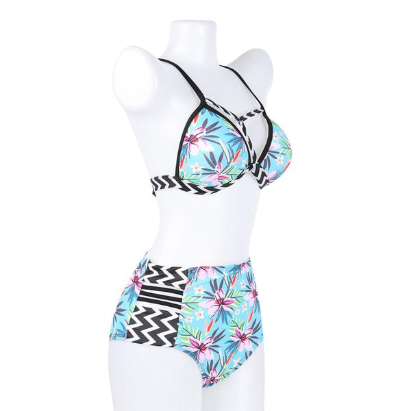 Sexy women swimsuit two-pieces bikini suit Floral Print Push up High Stretch Split Bikini Set High waist Swimwear S-2XL | Vimost Shop.