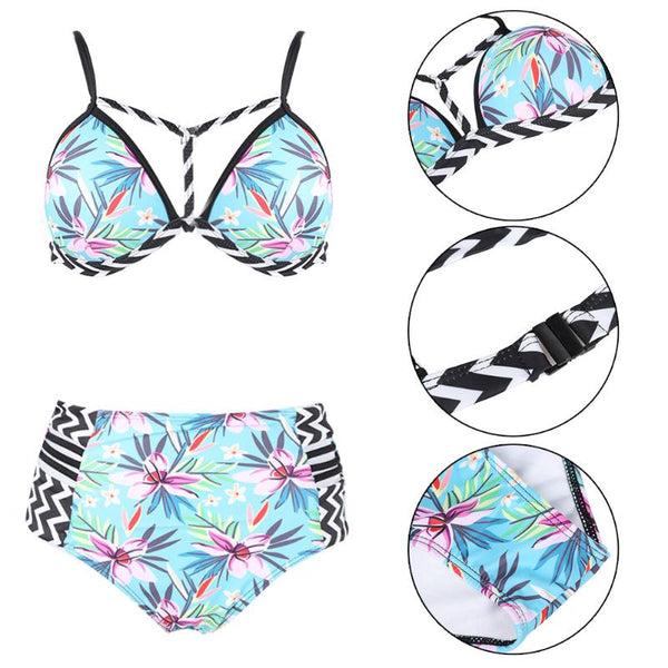 Sexy women swimsuit two-pieces bikini suit Floral Print Push up High Stretch Split Bikini Set High waist Swimwear S-2XL | Vimost Shop.