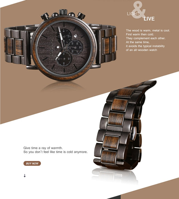 Wood Watch Men Stopwatch erkek kol saati Wooden Wristwatches Male Show Date Create Gift | Vimost Shop.