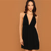Night Out Deep V Neck Open Back Plunging Halter Sleeveless High Waist Neck Dress Summer Sexy Women Dresses | Vimost Shop.