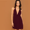 Night Out Deep V Neck Open Back Plunging Halter Sleeveless High Waist Neck Dress Summer Sexy Women Dresses | Vimost Shop.