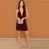 Night Out Deep V Neck Open Back Plunging Halter Sleeveless High Waist Neck Dress Summer Sexy Women Dresses | Vimost Shop.