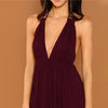 Night Out Deep V Neck Open Back Plunging Halter Sleeveless High Waist Neck Dress Summer Sexy Women Dresses | Vimost Shop.
