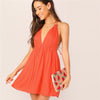 Night Out Deep V Neck Open Back Plunging Halter Sleeveless High Waist Neck Dress Summer Sexy Women Dresses | Vimost Shop.
