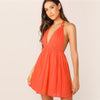 Night Out Deep V Neck Open Back Plunging Halter Sleeveless High Waist Neck Dress Summer Sexy Women Dresses | Vimost Shop.